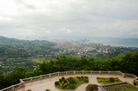 BATUMI, GEORGIA - JULY 20: Aerial view of seaside city on Black Sea coast, Batumi, Georgia.のeditorial素材