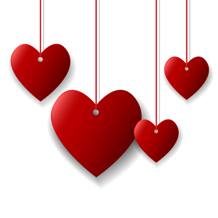 blank hanging red heartsのイラスト素材
