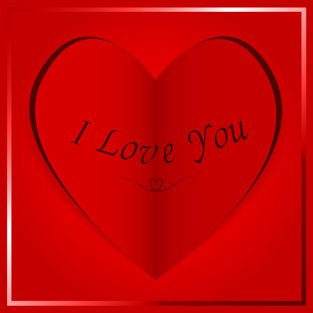 folded paper heart card - I Love Youのイラスト素材