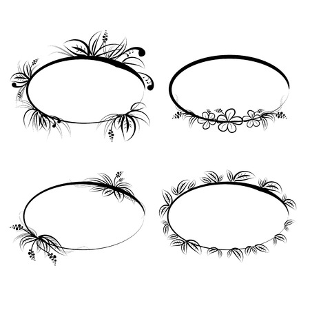 set of floral framesのイラスト素材