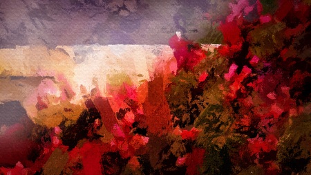 Abstract flower art background colorful red and black texture /stroke paintingの写真素材