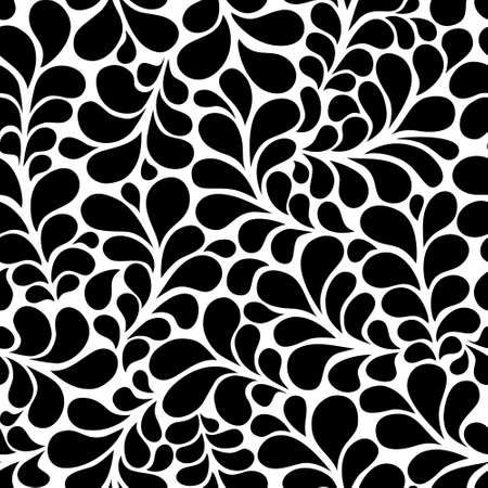 Black and white water drops seamless pattern surface vector design. Flourishes texture. Great for wallpaper, backgrounds, invitations, packaging, design projects, textile scrapbookingのイラスト素材