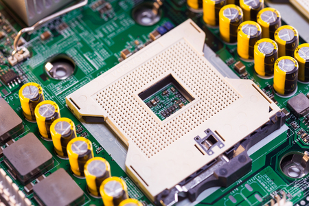 Close Up - CPU socket on a computer motherboardの写真素材