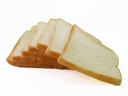 slice of bread on white background