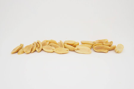 salted peanut on white background.の写真素材