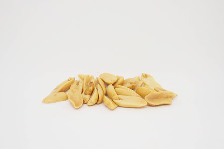 salted peanut on white background.の写真素材