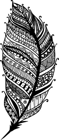 hand-drawn doodle featherのイラスト素材