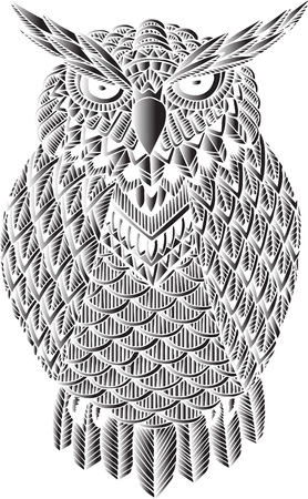 OWL vector handdrawn illustration in zentangle styleのイラスト素材