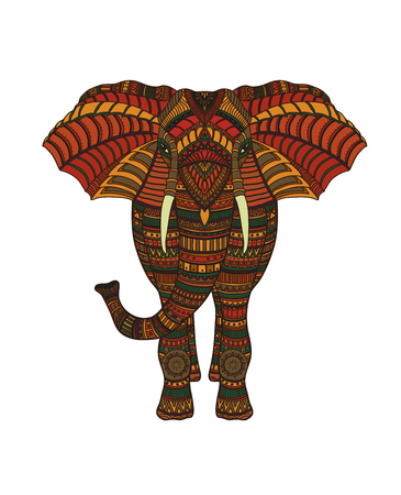 doodle vector hand drawn elephant in different coloursのイラスト素材