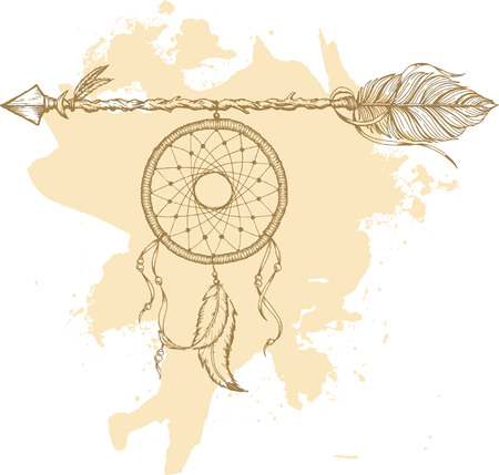 Ethnic arrows, feathers. Boho style. Freedom concept.のイラスト素材