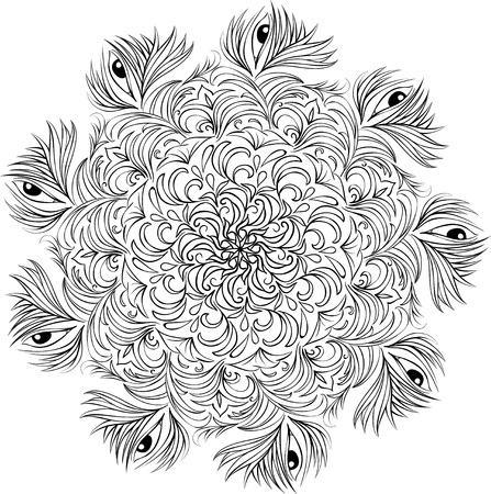 Vector Beautiful Handdrawn Mandala, Patterned Design Elementのイラスト素材