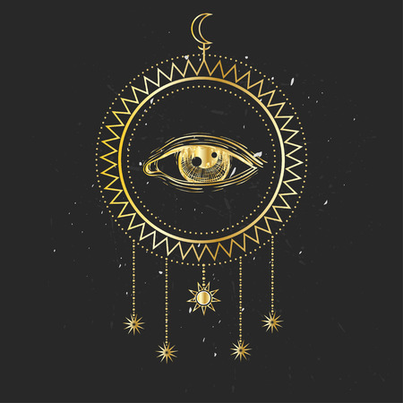 All seeing eye symbol and sacred geometryのイラスト素材