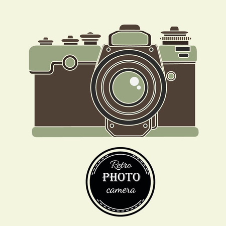 Camera retro vintage style icon flat design vector illustration.のイラスト素材