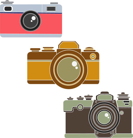 Camera retro vintage style icon flat design vector illustrationのイラスト素材