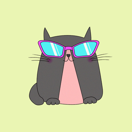 Cute grey cat with sunglasses.のイラスト素材