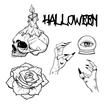 Set of silhouettes for Halloween partyのイラスト素材