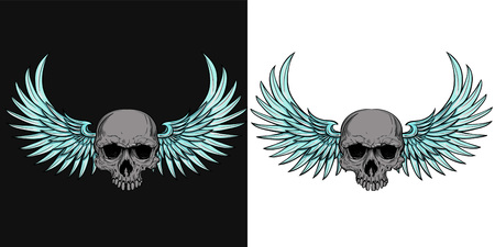 Human skull with wingsのイラスト素材