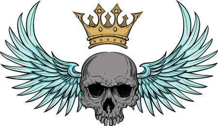 Human skull with wings for tattoo design.のイラスト素材