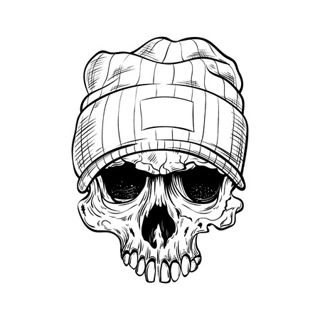 Hipster skull dressed in capのイラスト素材
