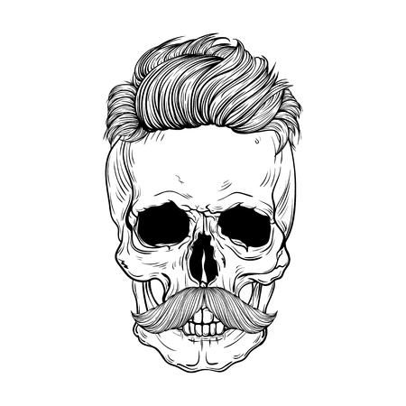 Hand drawn skull illustration.のイラスト素材