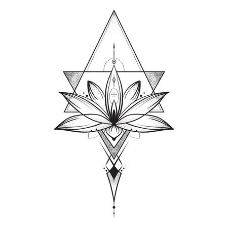 Lotus flower . Sacred geometry. Vector illustration isolated on white.のイラスト素材