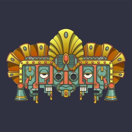 Vector mask, mexican Mayan - aztec motifs - symbol of death and rebirthのイラスト素材