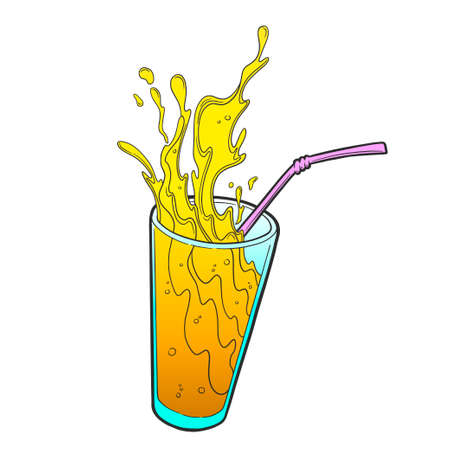 Orange juice splash. sketch illustration. vectorのイラスト素材