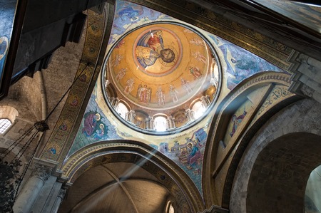 Ceiling fresco of Jesus in the Church Of The Holy Sepulchre, Jerusalem, Israelのeditorial素材