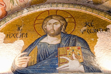 Jesus Christ mosaic in Chora Church, Istanbul, Turkeyの写真素材