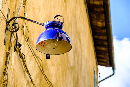 Unique street lamp made of pot in the town of Peccioli, Italyの写真素材