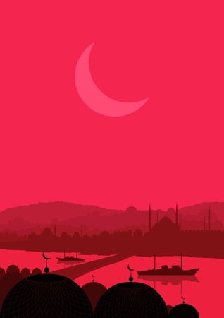 Vintage arabic city landscape illustrationのイラスト素材