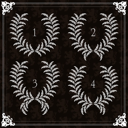 Vintage winner floral frames and elements illustration collectionのイラスト素材