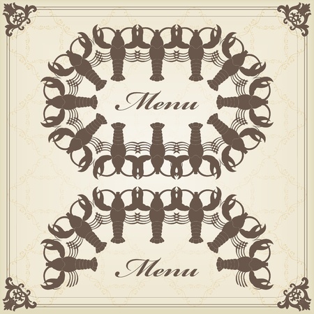 Vintage crayfish menu frames and elements illustrationのイラスト素材