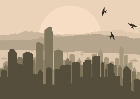 Skyscraper city landscape illustrationのイラスト素材