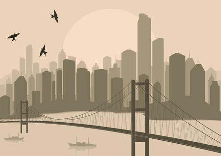 Skyscraper city landscape illustrationのイラスト素材