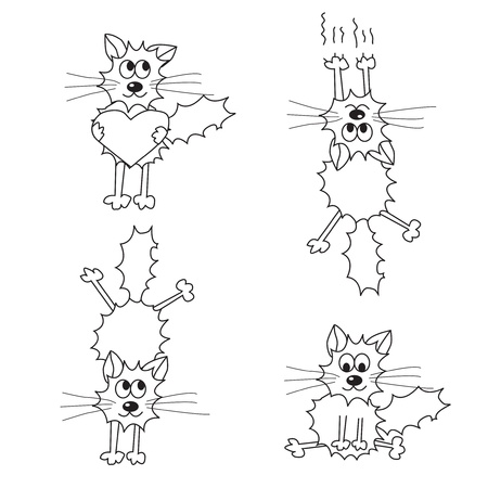 Cute animated doodle cats illustrationのイラスト素材