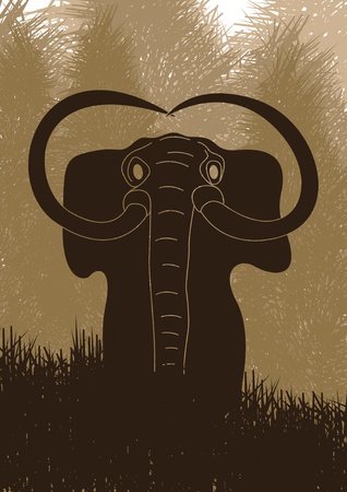 Animated mammoth in wild forestのイラスト素材