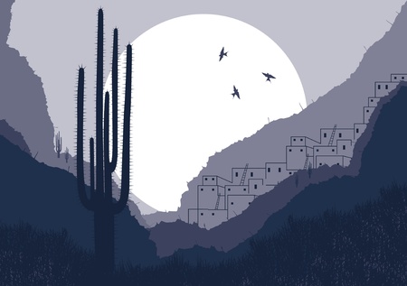 Wild mexican country foliage illustrationのイラスト素材