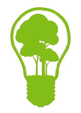 Tree in a light bulb isolated on white vector background conceptのイラスト素材