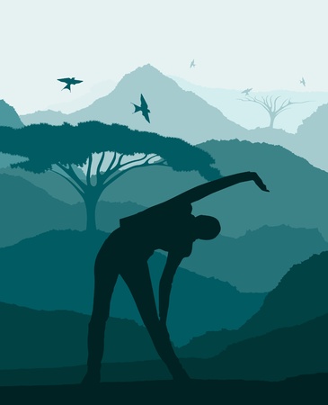 Animated healthy women in wild africa foliage illustrationのイラスト素材