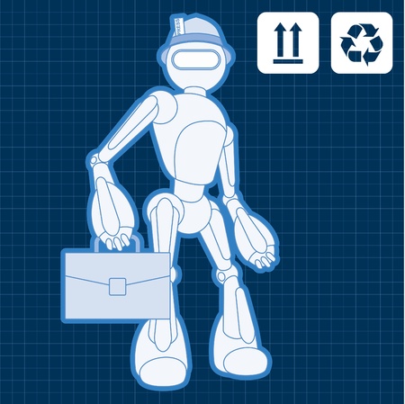 Animated journalist blogger robot blueprint planのイラスト素材