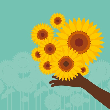 Colorful sunflower illustrationのイラスト素材