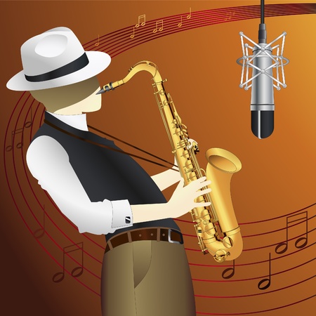 Saxophone player vector backgroundのイラスト素材