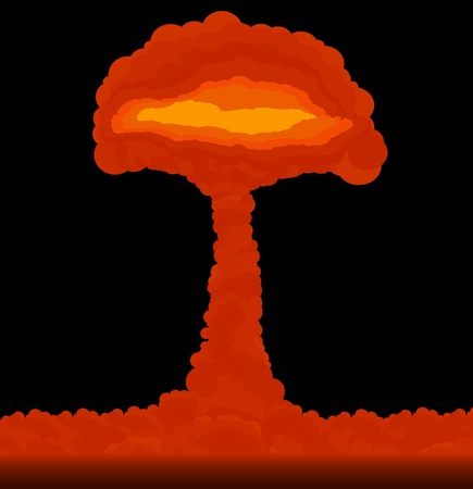 Atomic explosion cloud formed mushroomのイラスト素材