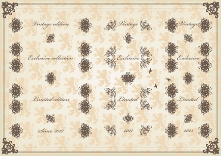 Vintage frames and elements illustration collectionのイラスト素材