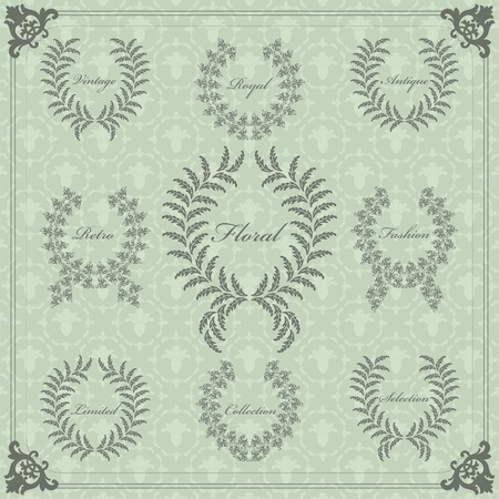 Vintage frames and elements illustration collectionのイラスト素材