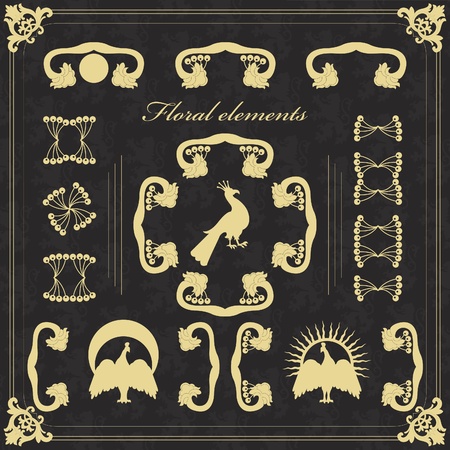 Vintage frames and elements illustration collectionのイラスト素材