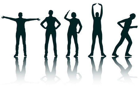 Animated women gymnastic exercises background illustrationのイラスト素材
