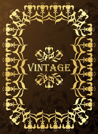 Golden vintage vector background coverのイラスト素材