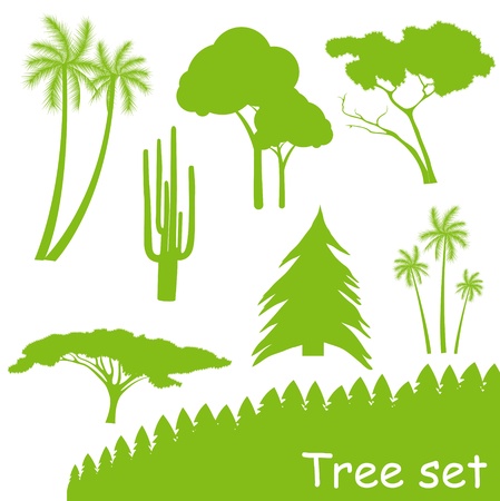 Green ecology tree vector setのイラスト素材